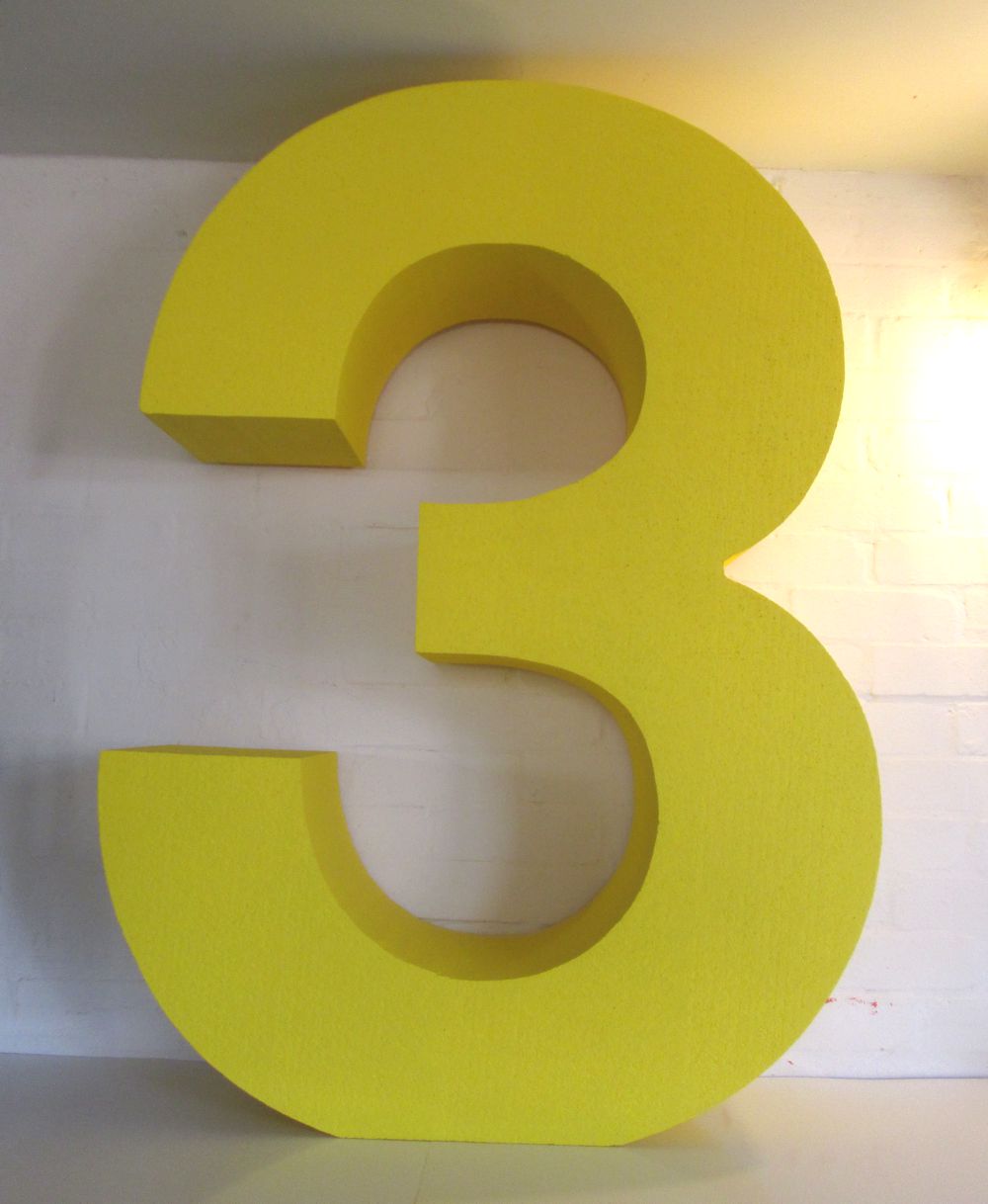 bigyellownumber3 Polystyrene Letters and Logos